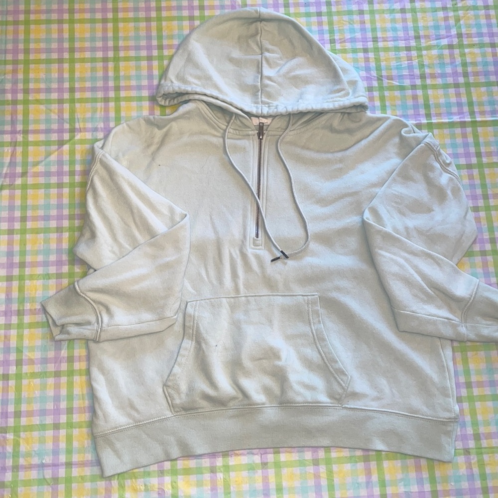 Light Green Hippie Rose Half Zip Hoodie